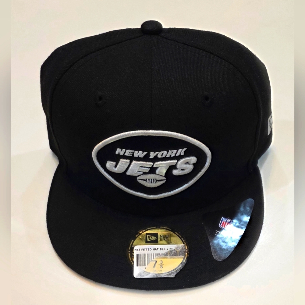 NEW YORK JETS|New Era 59Fifty Team Headwear|Black/White Colorway|Size 7 3/8